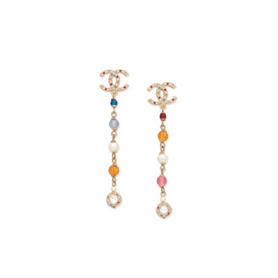CHANEL MULTICOLOUR CC DROP EARRINGS 